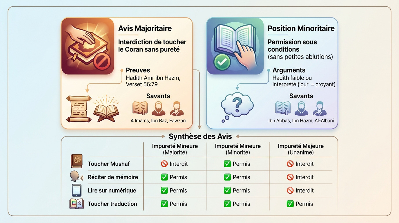 Comparaison des avis juridiques sur la pureté rituelle et le Coran