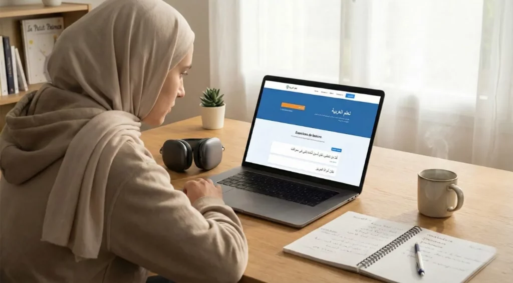 jeune fille entrain d'apprendre l arabe pour les francophones