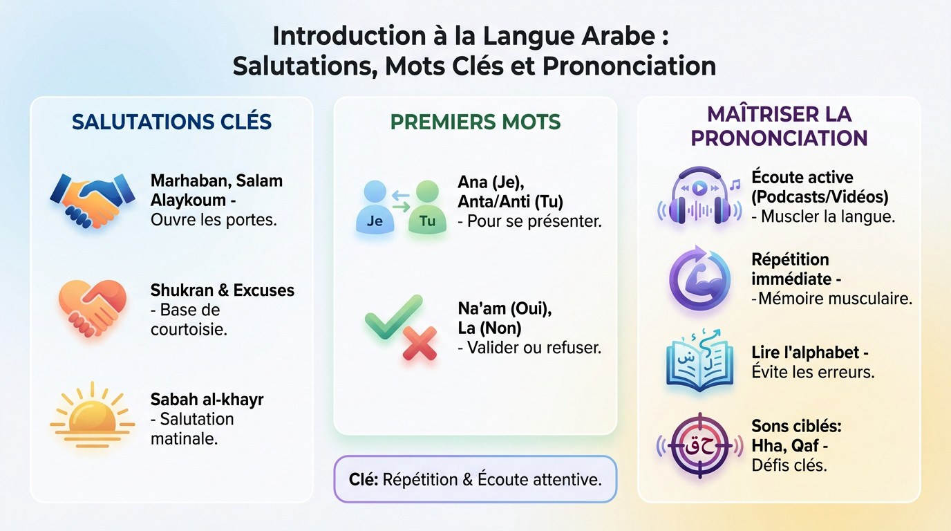 Introduction aux salutations et à la prononciation du vocabulaire arabe