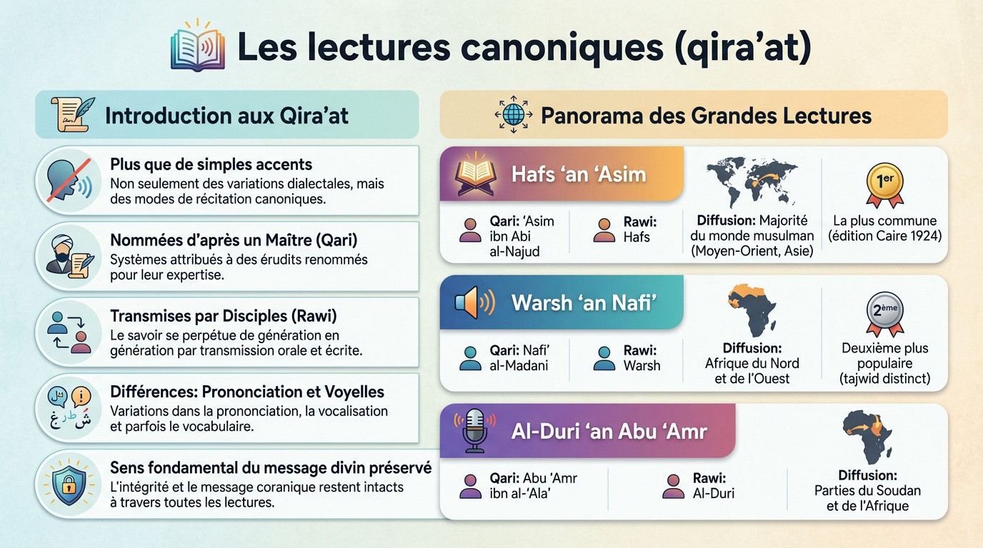 Illustration des variations de la lecture coranique et des styles de récitation traditionnels