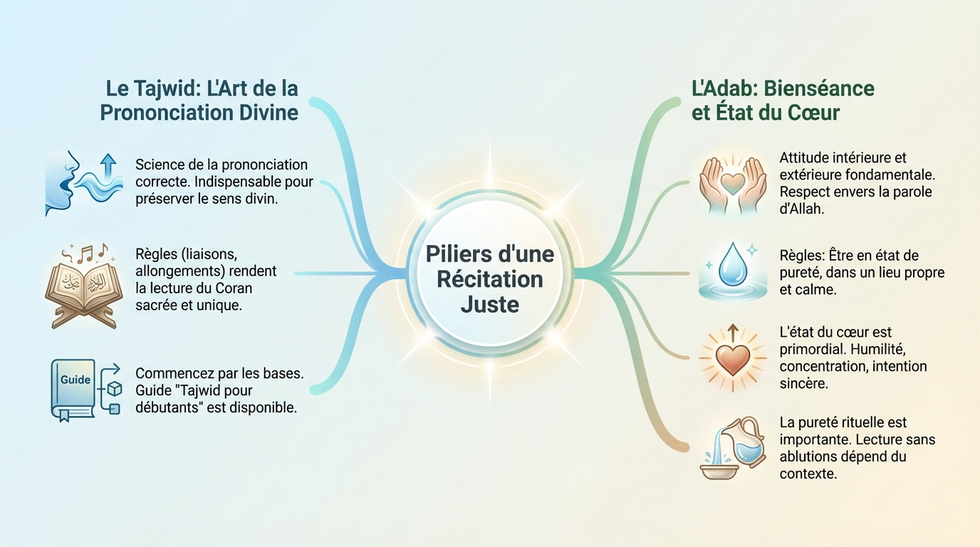 Croyant concentré sur sa récitation coran avec respect des règles de tajwid