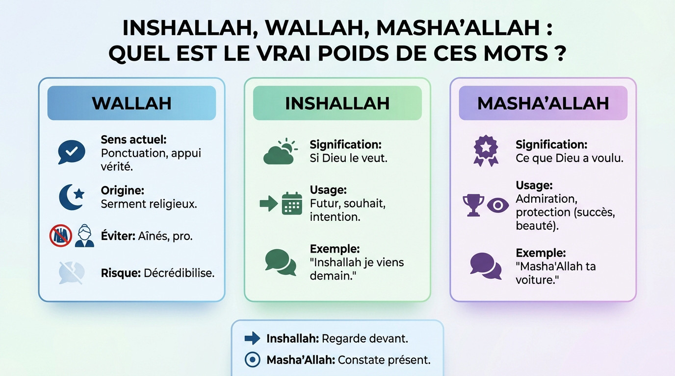 Illustration des expressions arabes Wallah Inshallah et Masha'Allah