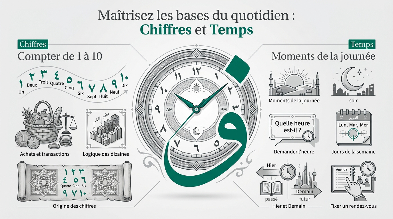 Apprendre les chiffres et le temps en arabe