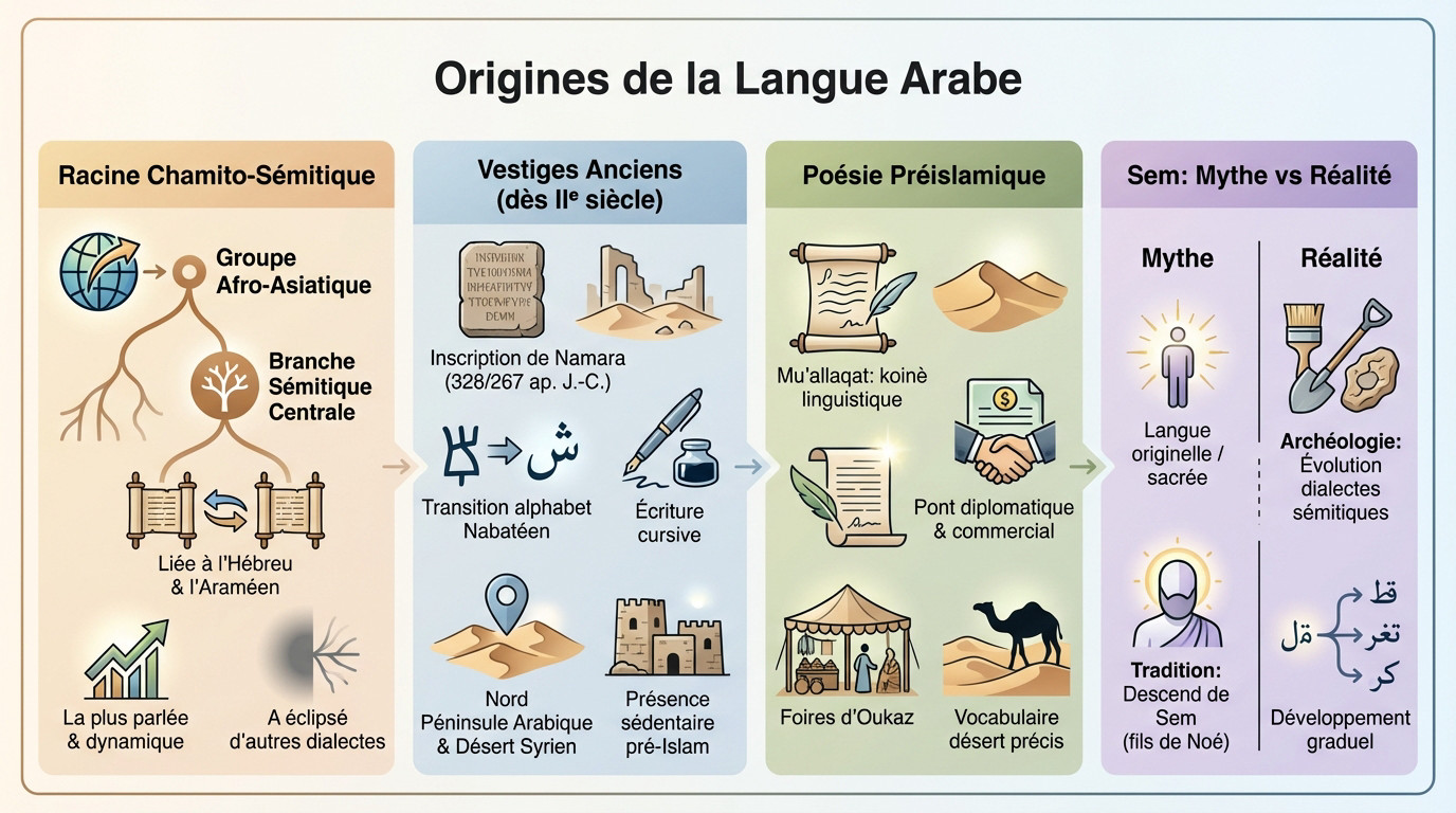 Origines historiques et évolution de la langue arabe dans la péninsule Arabique