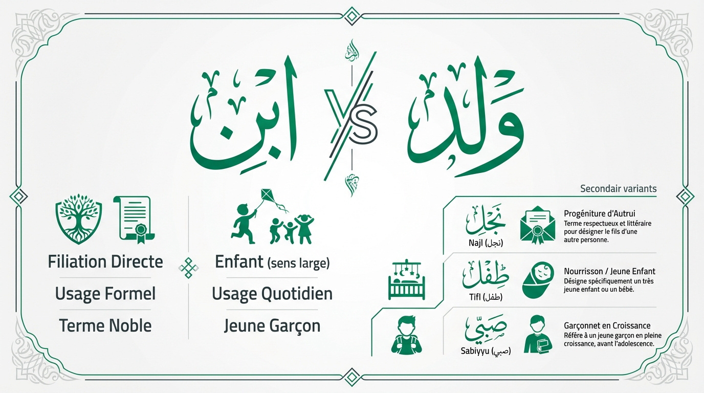 Nuances entre les termes Ibn et Walad pour dire fils en arabe